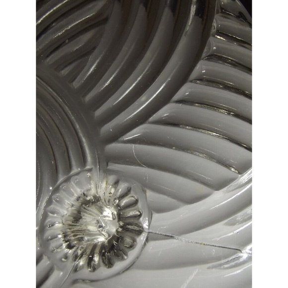 Vintage Clear 10" Glass Serving Bowl Swirl Spiral Pattern 3 Toed Footed Pedestal - Picture 8 of 10